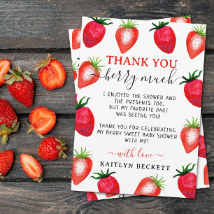 Berry Sweet Strawberry Baby Shower Dankeskarte