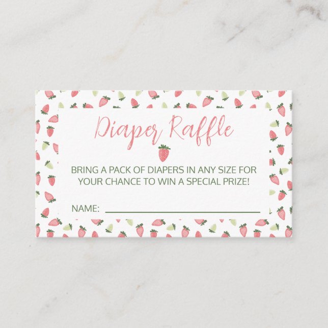 Berry Sweet Strawberry Baby Shower Diaper Raffle Begleitkarte (Vorderseite)