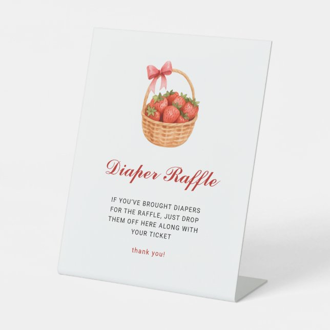 Berry Sweet Strawberry Baby Shower Diaper Raffle Sockelschild (Vorderseite)