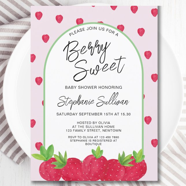 Berry Sweet Strawberry Baby Shower Einladung (Von Creator hochgeladen)