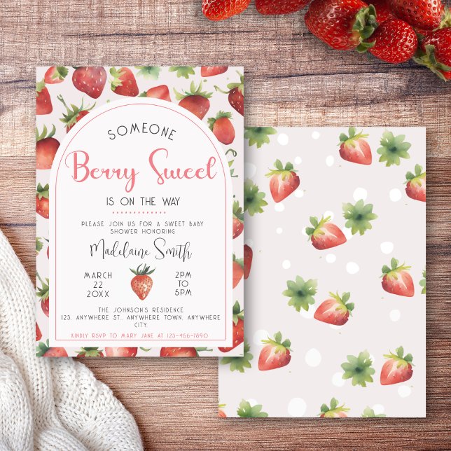 Berry Sweet Strawberry Baby Shower Einladung (Von Creator hochgeladen)