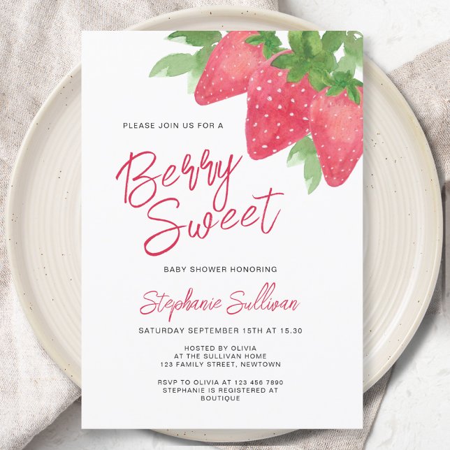 Berry Sweet Strawberry Baby Shower Einladung (Von Creator hochgeladen)