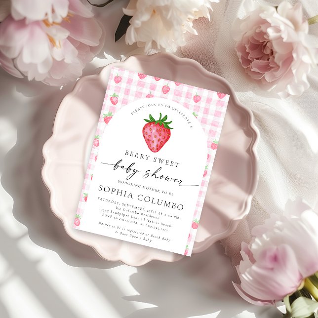 Berry Sweet Strawberry Baby Shower Einladung (Berry Sweet Strawberry Baby Shower Invitation)