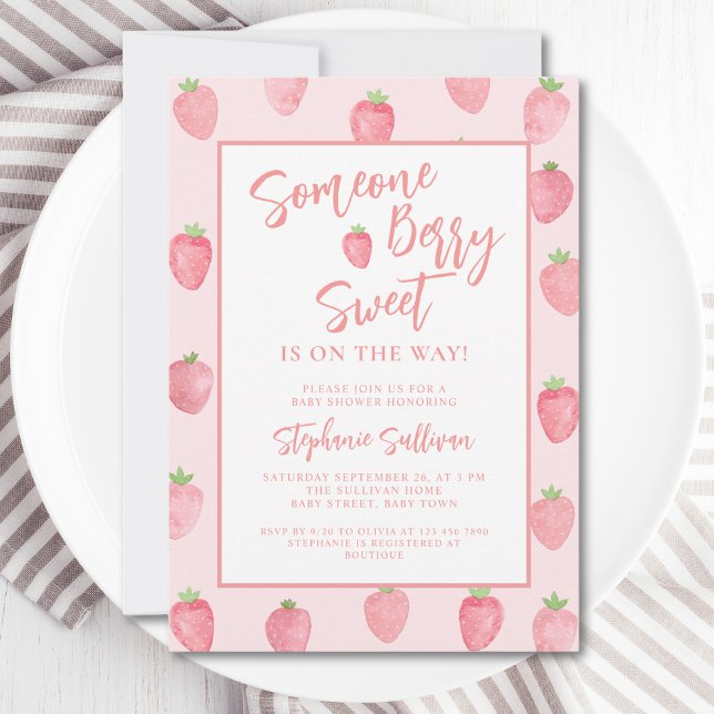 Berry Sweet Strawberry Baby Shower Einladung (Von Creator hochgeladen)