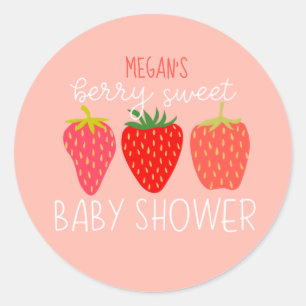 Berry Sweet Strawberry Baby Shower Einladung Runder Aufkleber