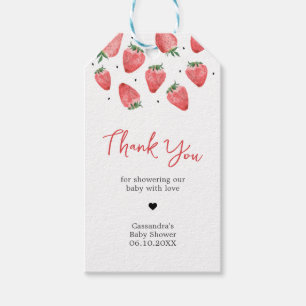 Berry Sweet Strawberry Baby Shower Fevor Tags Geschenkanhänger