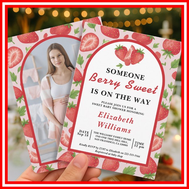 Berry Sweet Strawberry Baby Shower | FOTO Einladung (Von Creator hochgeladen)