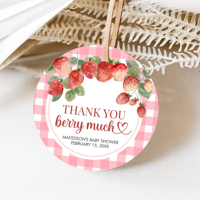 Berry Sweet Strawberry Baby Shower Geschenkanhänger (Strawberry Baby Shower Favor Tags)