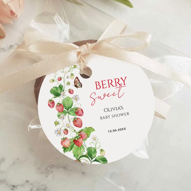 Berry Sweet Strawberry Baby Shower Geschenkanhänger (Von Creator hochgeladen)