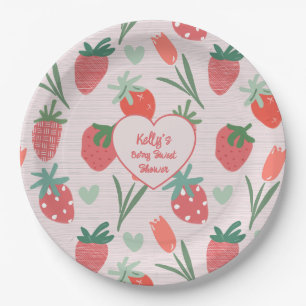 Berry Sweet Strawberry Baby Shower Papier-Teller Pappteller