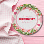 Berry Sweet Strawberry Baby Shower Pappteller<br><div class="desc">Mit unseren Berry Sweet Strawberry Baby Shower Paper Tellern stärken Sie Ihr Baby-Dusche-Erlebnis. Diese charmanten Teller ergänzen Ihr Party und fügen Ihrem Tisch nicht nur einen Pop Farbe hinzu, sondern sorgen auch für eine unwiderstehliche Süße der Erdbeeren. Unsere Teller sind stilvoll eingerichtet und mit blühenden Erdbeeren geschmückt, die durch zarte...</div>