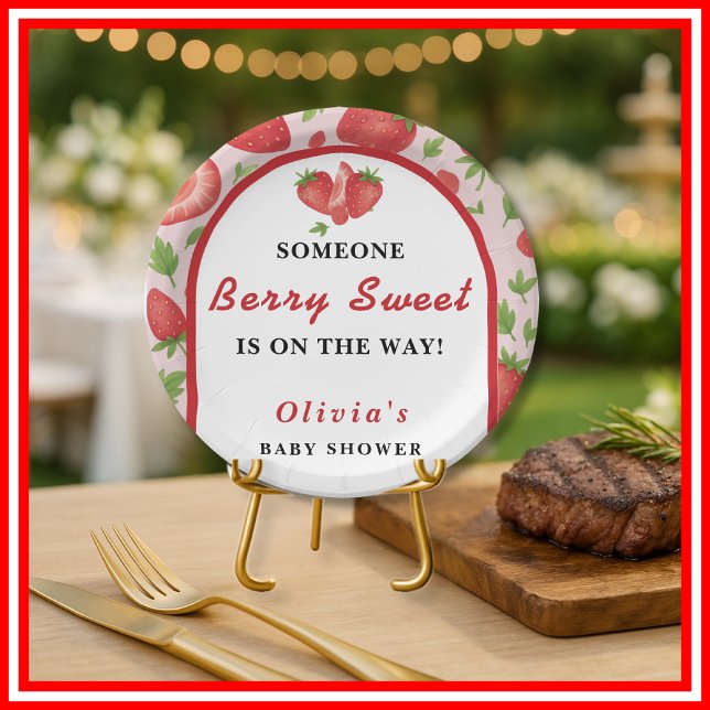 Berry Sweet Strawberry Baby Shower Pappteller (Von Creator hochgeladen)