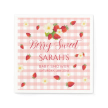 Berry Sweet Strawberry Baby Shower Party Serviette