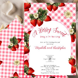 Berry Sweet Strawberry Baby Shower Red Gingham Einladung