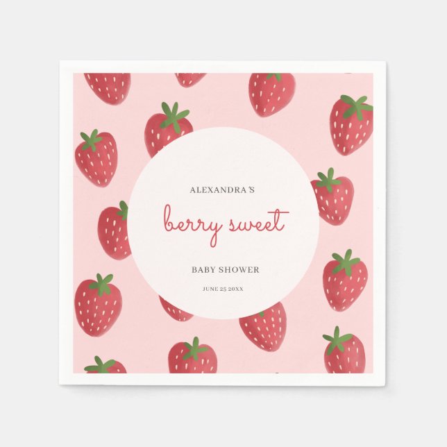Berry Sweet Strawberry Baby Shower Serviette (Vorderseite)