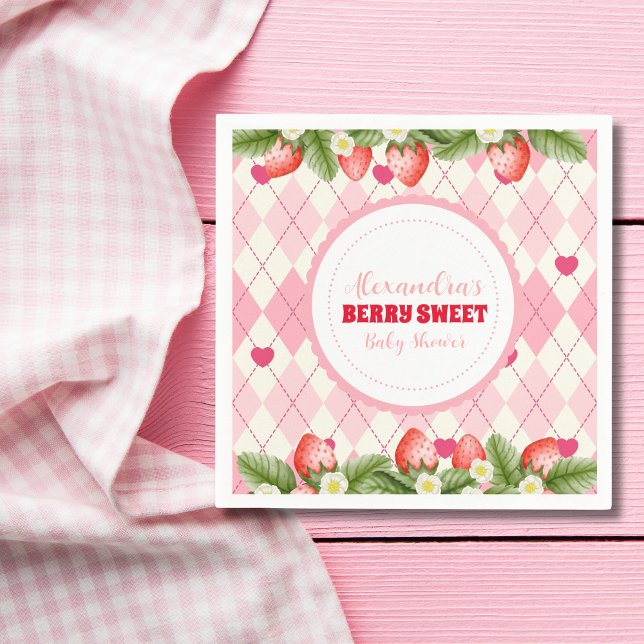 Berry Sweet Strawberry Baby Shower Serviette (Von Creator hochgeladen)