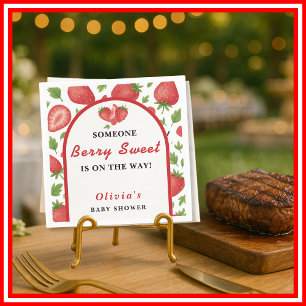 Berry Sweet Strawberry Baby Shower Serviette