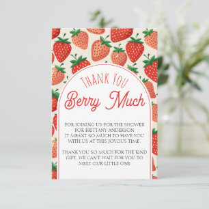 Berry Sweet Strawberry Baby Shower Vielen Dank Begleitkarte
