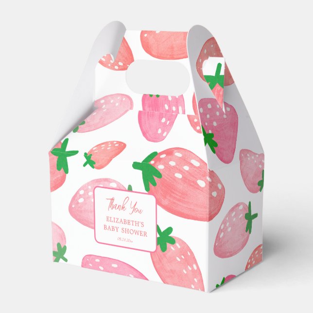 Berry Sweet Strawberry Baby Shower Vielen Dank Geschenkschachtel (Vorderseite)