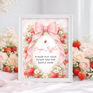 Berry Sweet Strawberry Baby Shower Windelraffel Poster