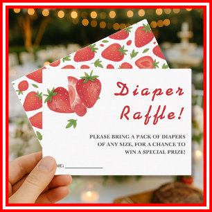 Berry Sweet Strawberry Baby Shower Windelraffle Begleitkarte