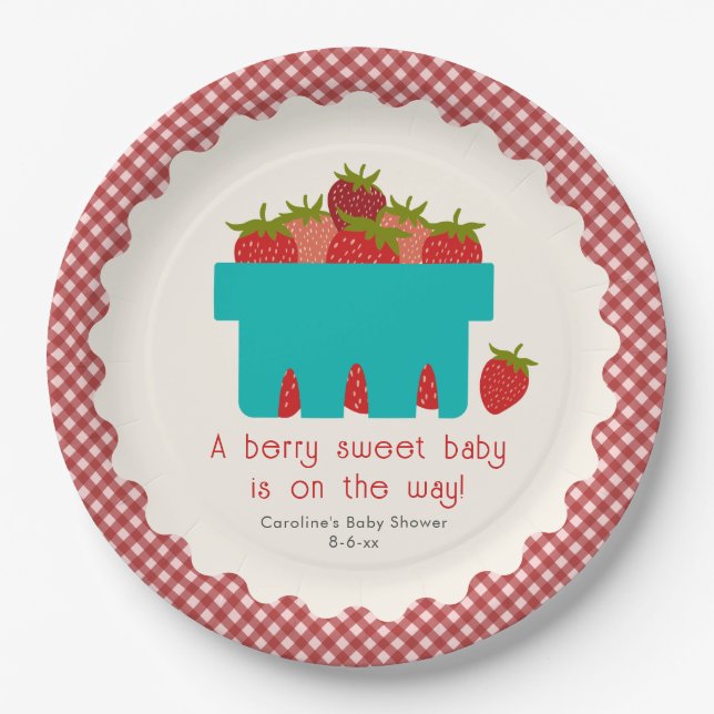Berry Sweet Strawberry Basket Baby Dusche Pappteller (Vorderseite)