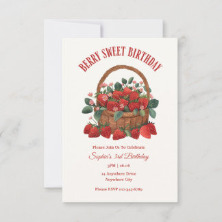 Berry Sweet Strawberry Basket Party Einladung