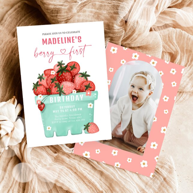 Berry Sweet Strawberry Bauern Markt Geburtstag Einladung (Von Creator hochgeladen)