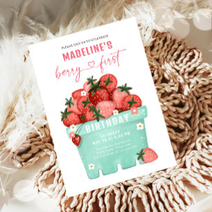 Berry Sweet Strawberry Bauern Markt Geburtstag Einladung