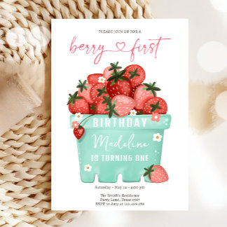 Berry Sweet Strawberry Bauern Markt Geburtstag Einladung