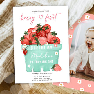 Berry Sweet Strawberry Bauern Markt Geburtstag Einladung
