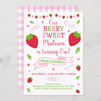 Berry Sweet Strawberry Birthday Einladung
