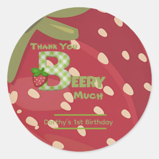 Berry Sweet Strawberry Birthday  Runder Aufkleber