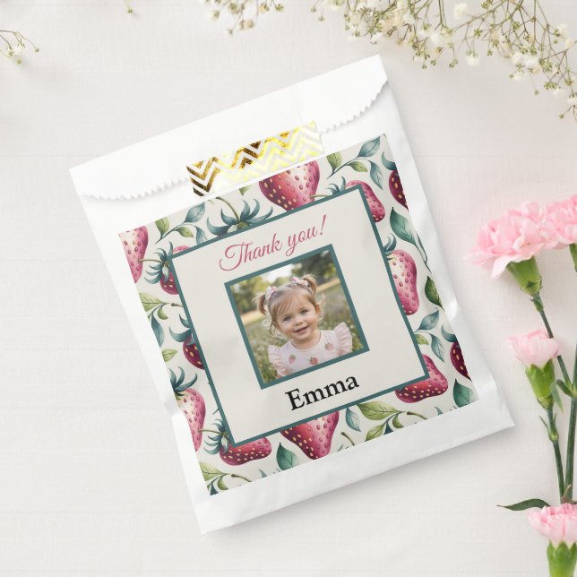 Berry Sweet Strawberry Birthday Thank You Photo Geschenktütchen (Versiegelt)