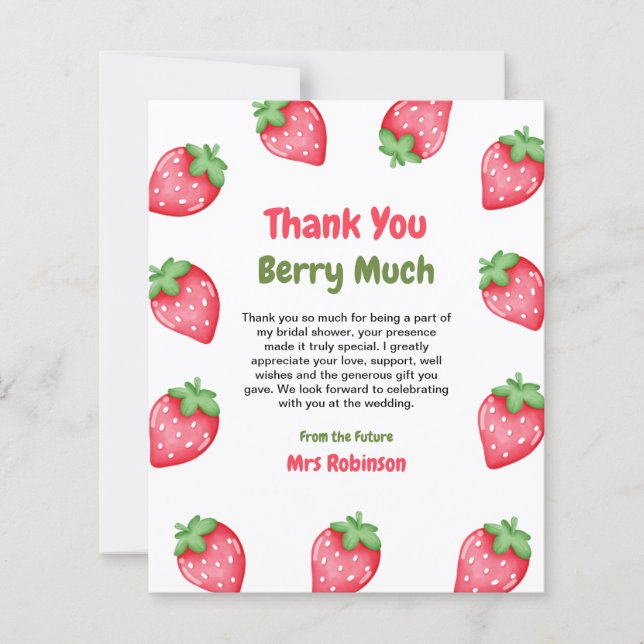 Berry Sweet Strawberry Brautparty Dankeskarten (Vorderseite)