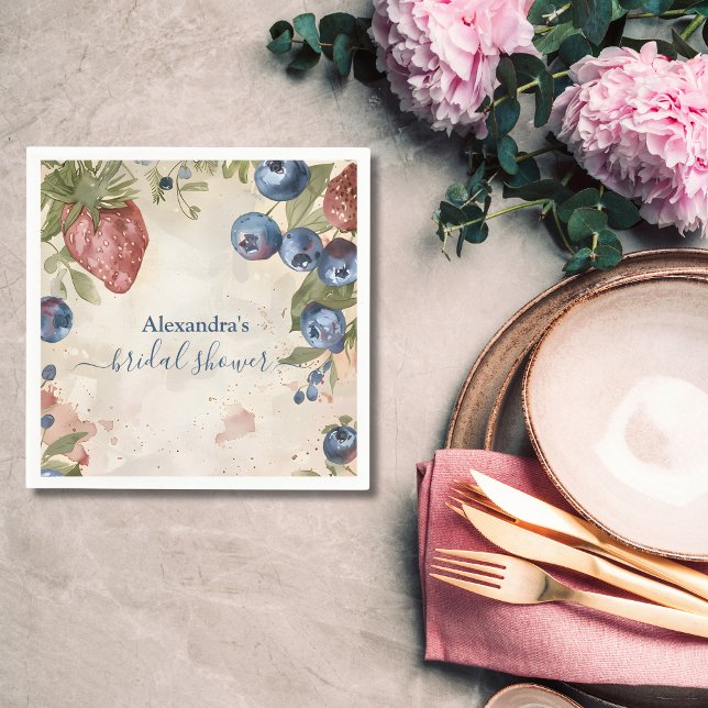 Berry Sweet Strawberry Brautparty Serviette (Von Creator hochgeladen)