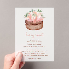 Berry Sweet Strawberry Cupcake Baby Shower Acryleinladungen