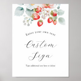 Berry Sweet Strawberry Custom Text Sign Poster
