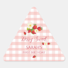 Berry Sweet Strawberry Favor Gift 1st Birthday  Dreieckiger Aufkleber