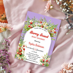 Berry Sweet Strawberry   Florale Babyparty Einladung