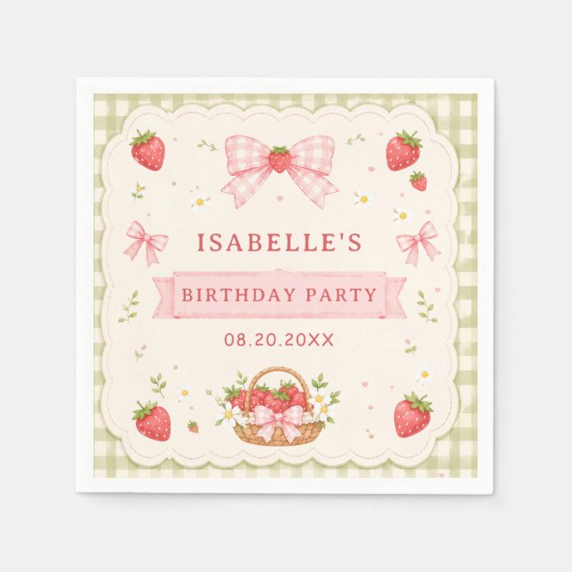 Berry Sweet Strawberry Geburtstag  Serviette (Vorderseite)