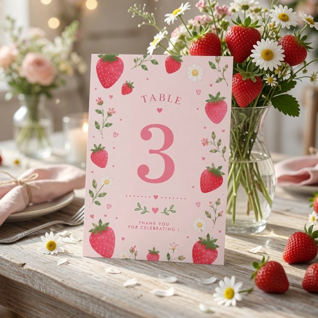 Berry Sweet Strawberry Geburtstag Tischnummer (Von Creator hochgeladen)