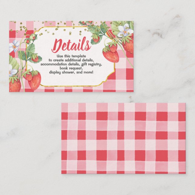 Berry Sweet Strawberry Geburtstagsdetails Begleitkarte (Vorne/Hinten)