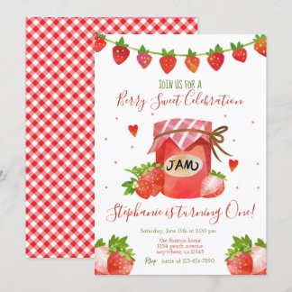 Berry Sweet Strawberry Geburtstagsparty Einladung