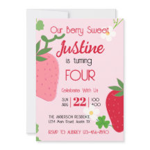 Berry Sweet Strawberry Geburtstagsparty Einladung