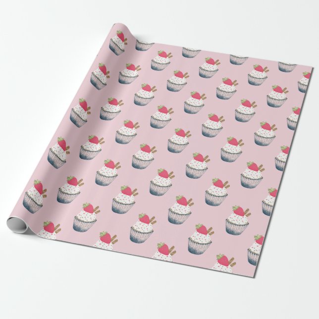 Berry Sweet Strawberry Gift Wrap - Pink Birthday W Geschenkpapier (Ungerollt)