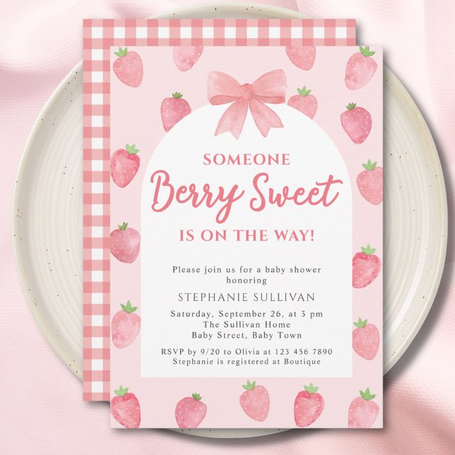 Berry Sweet Strawberry Girl Baby Shower  Einladung (Von Creator hochgeladen)