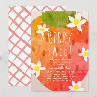 Berry Sweet Strawberry Girl Babydusche Einladung