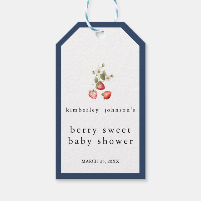 Berry Sweet Strawberry Girl Babydusche Geschenkanhänger (Vorderseite)