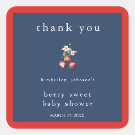 Berry Sweet Strawberry Girl Babydusche Quadratischer Aufkleber